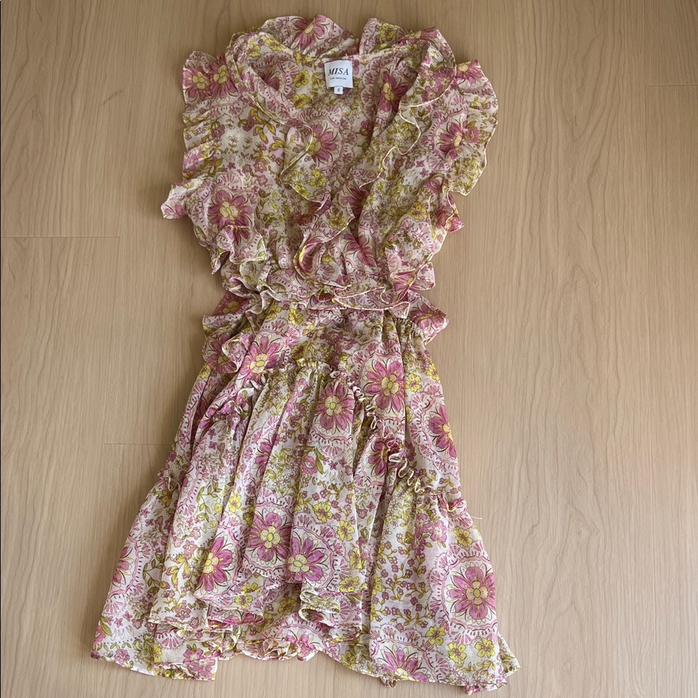 Misa Los Angeles Floral Mini Dress - Pink and Yellow
